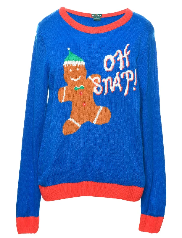 Blue Christmas Jumper - XL Minimalist Women's Casual