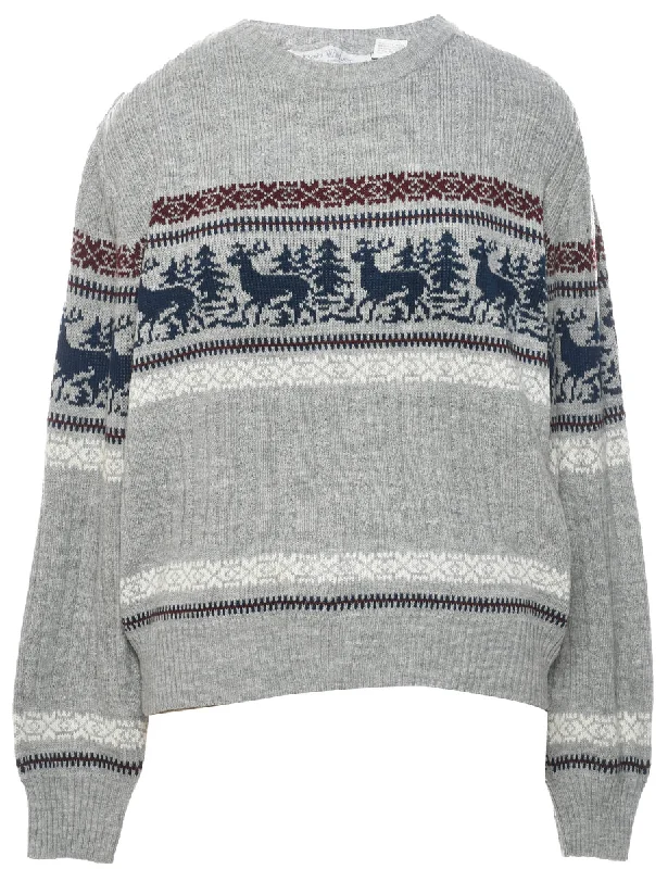 Nordic Grey Jumper - M Bold Women's Animal Print