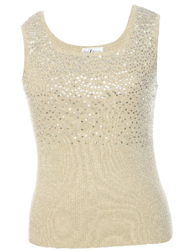 Lurex Thread Pattern Vest - M Country