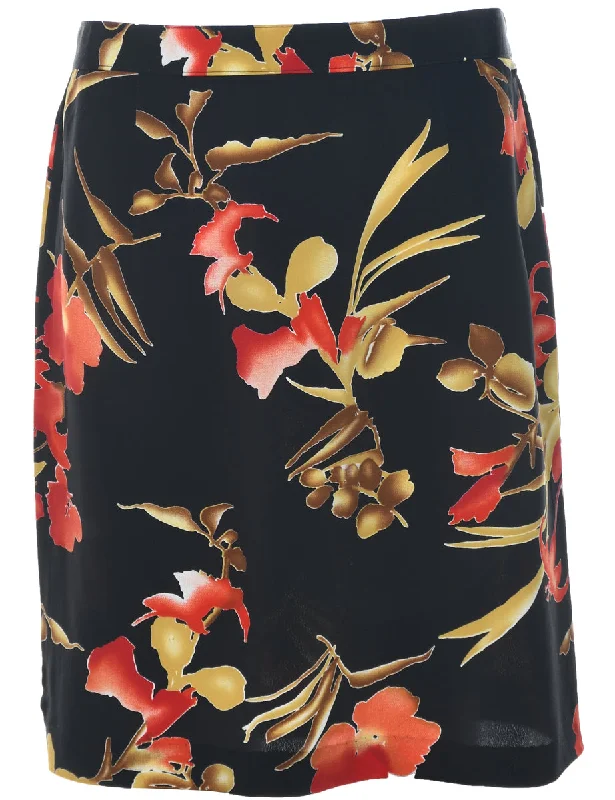 Floral Pattern Pencil Skirt - M Geometric