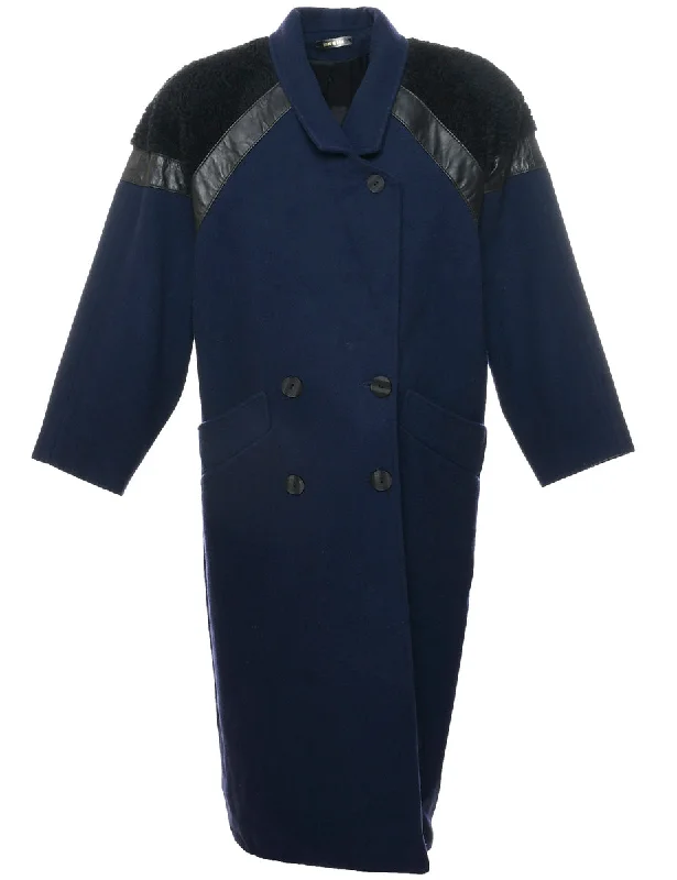 Navy Wool Coat - XL Practical Women's Quick - dry