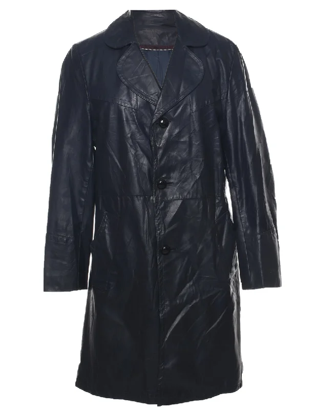 Navy Leather Jacket - L Earthy Women's Hemp - based