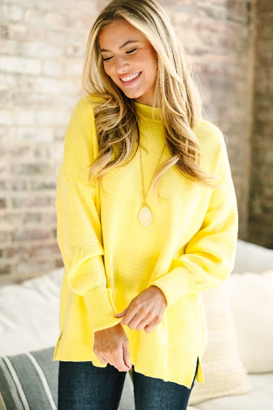 Perfectly You Yellow Mock Neck Sweater Dynamic Women's High - energy