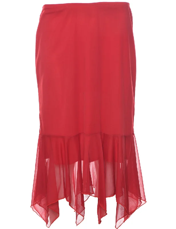 Asymmetric Hem Y2K Midi Skirt - L Women