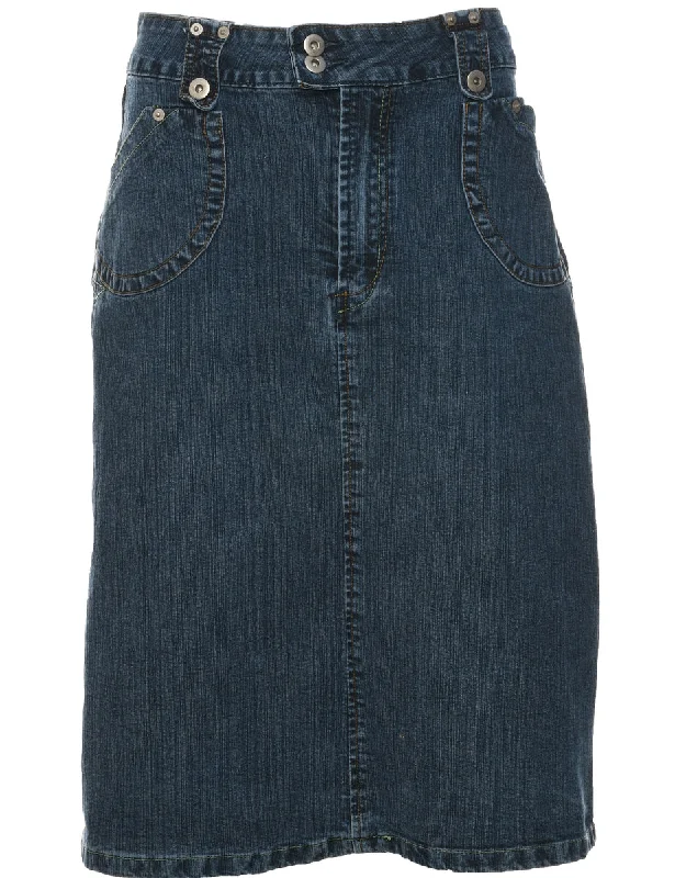 A-Line Denim Skirt - L British Gentlewoman Style