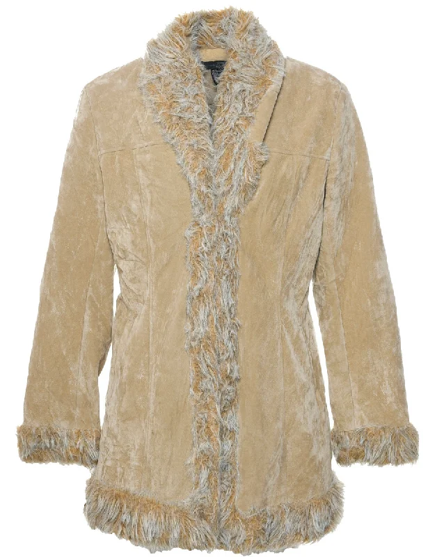 Brown Fur Collar Y2K Coat - M Confident Women's High - fashion