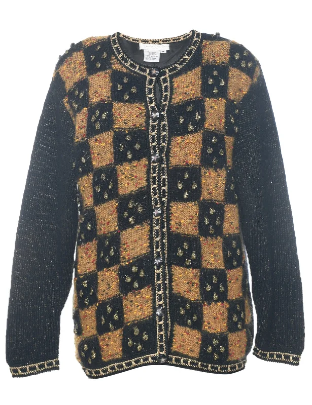 Lurex Thread Pattern Cardigan - M Preppy Women's College