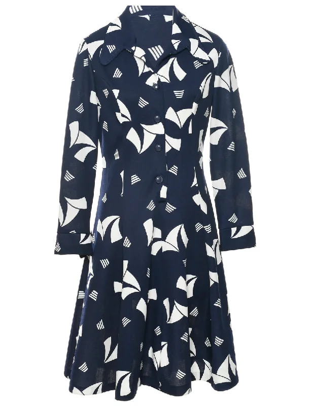 Navy Coat Dress - M Compression
