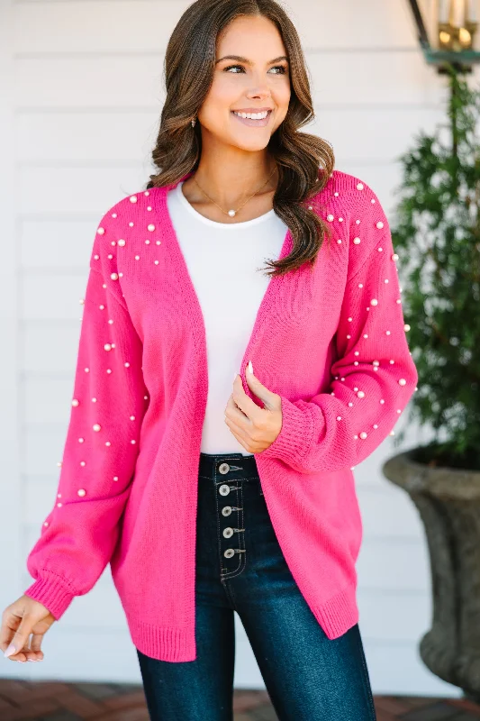 Get Going Fuchsia Pink Embellished Cardigan European