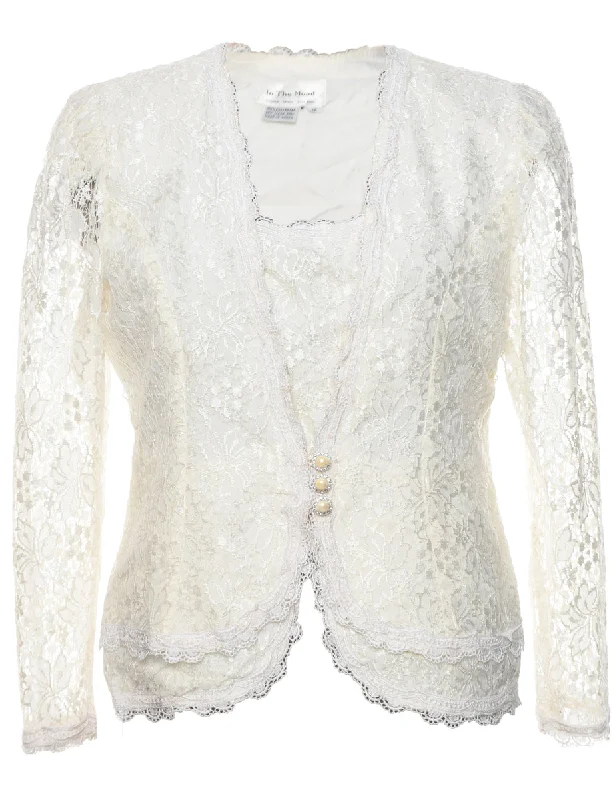 Lace Floral Pattern Jacket - L Luxurious Women's High -  end