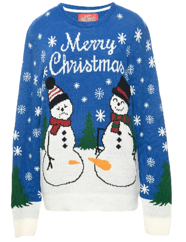Snowman Christmas Jumper - L Sharp Women's Italian