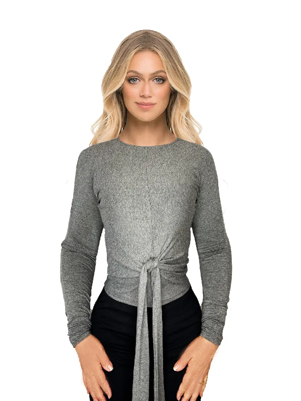 Third By Cee Long Sleeve Tie Crop Top Dynamic Women's Moto