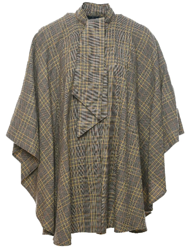 Wool Dogtooth Cape - L Modern Women's 