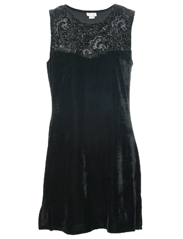 Velvet Black Evening Dress - M Sustainable Organic