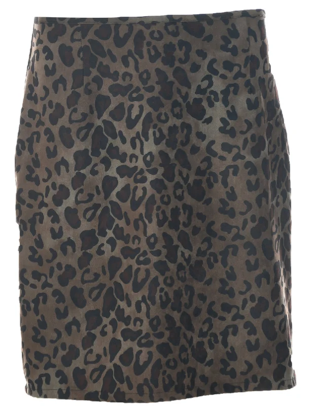 Leopard Print Pencil Skirt - S Practical Women's Quick - dry