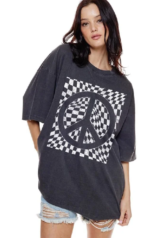 Checkered Peace Graphic Streetwear Style for 