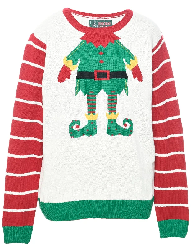 White Christmas Jumper - XL Earthy Women's Hemp - based