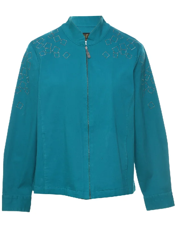 Zip Front Jacket - L Feminine Women's Style 