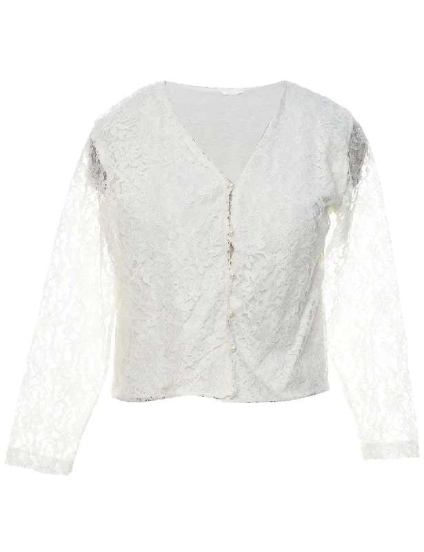 Lace Floral Pattern Jacket - M Bohemian Women's Free