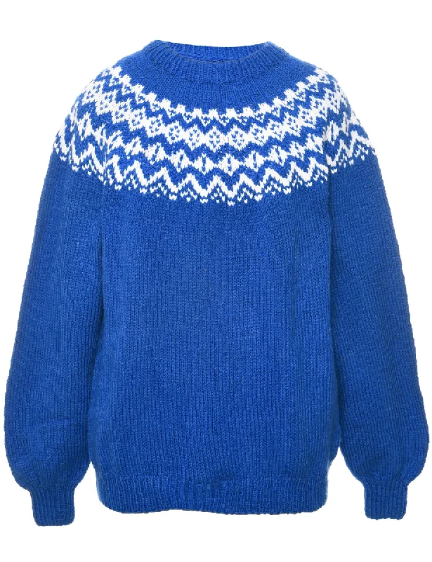 Nordic Blue Jumper - XXL Practical Women's Multi - 