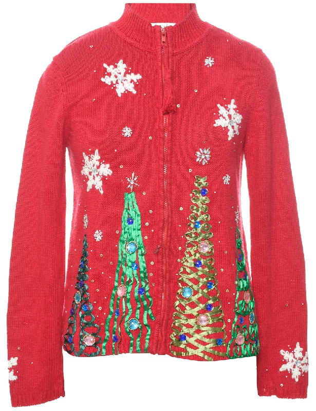 Christmas Tree Design Cardigan - S Edgy Women's Punk