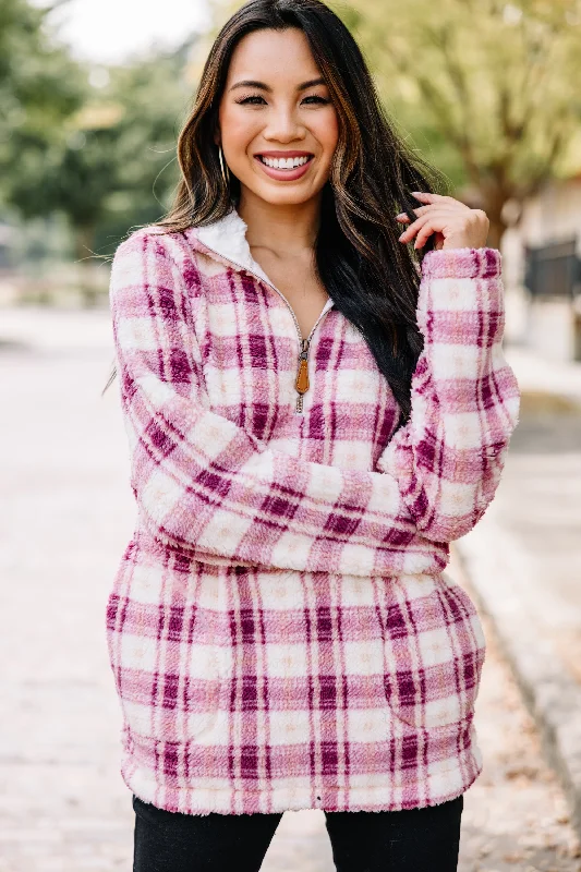 Better Get Going Pink Plaid Pullover garde