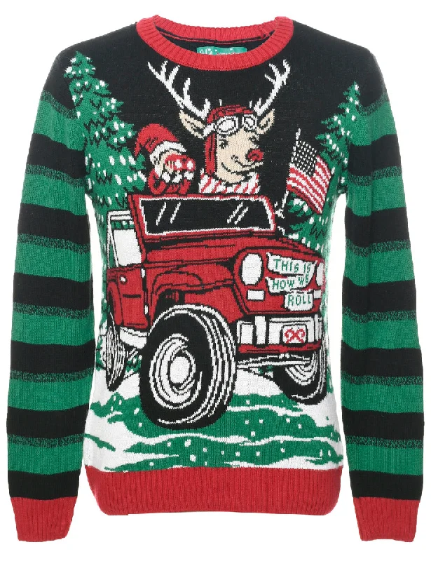 Black Christmas Jumper - S Hip Women's Retro