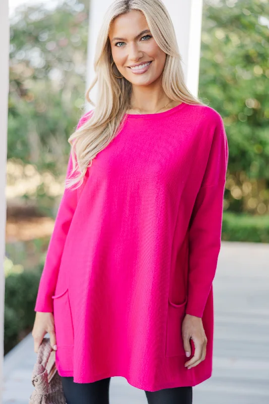 Loving My Life Fuchsia Pink Pocket Tunic Traditional Women's Wool