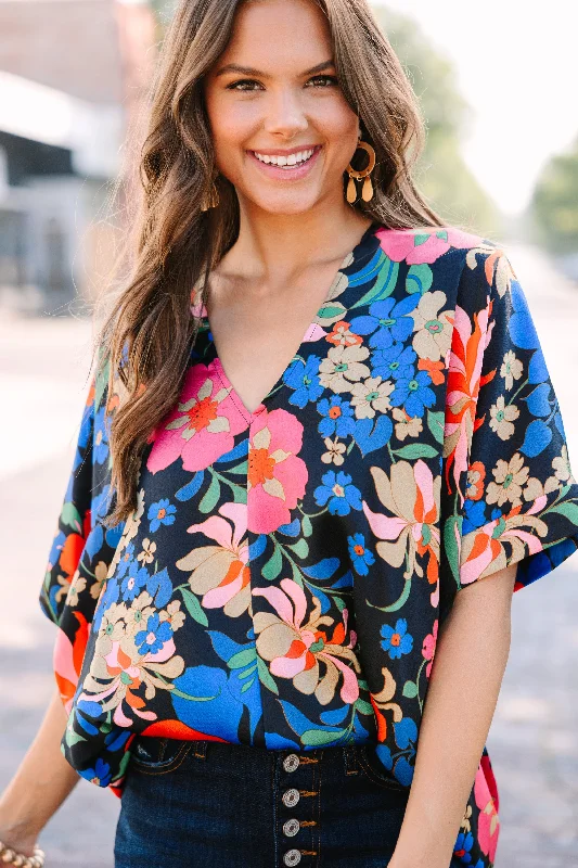 Start Looking Black and Red Floral Top Stylish Women's Tropical 