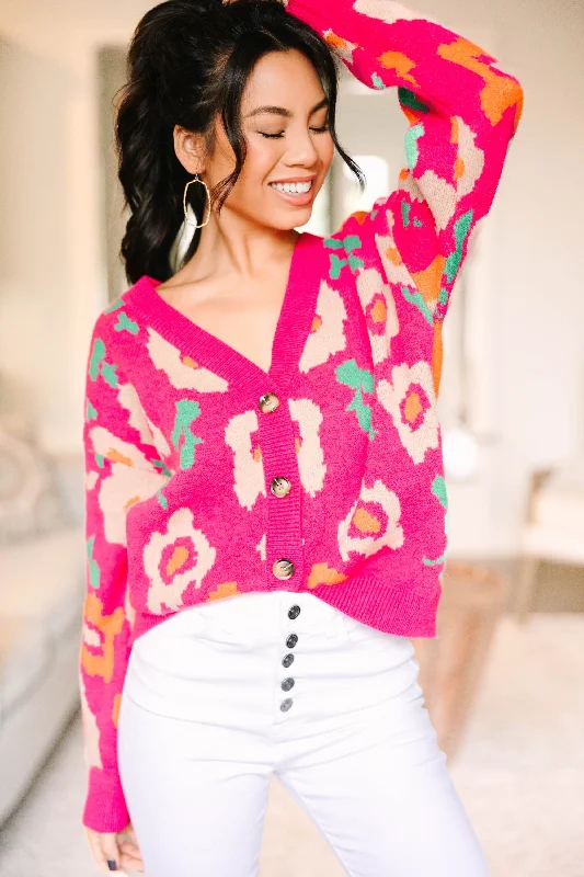 Always On The Move Hot Pink Floral Cardigan Street