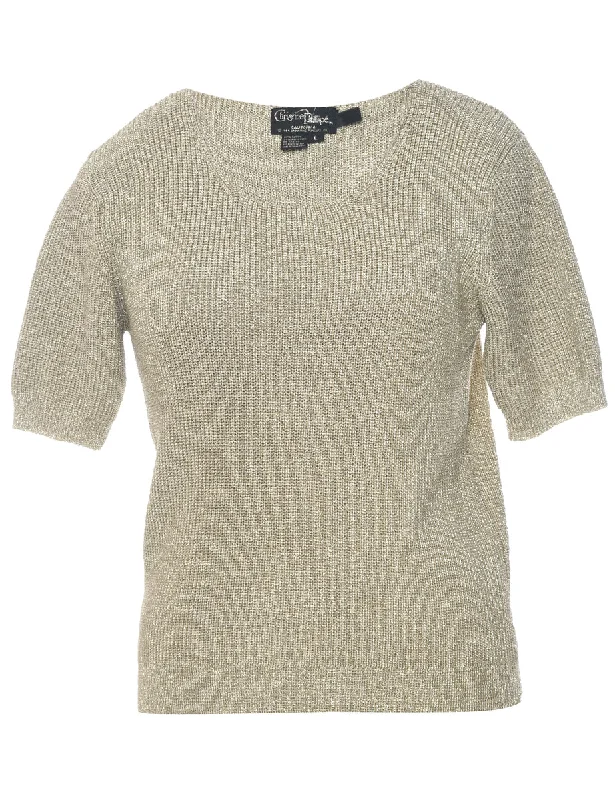 Lurex Thread Pattern Jumper - L Luxurious Women's High -  end