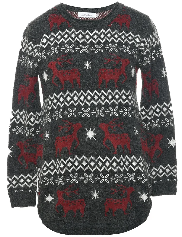 Nordic Dark Grey Jumper - S Sleek Women's Metallic