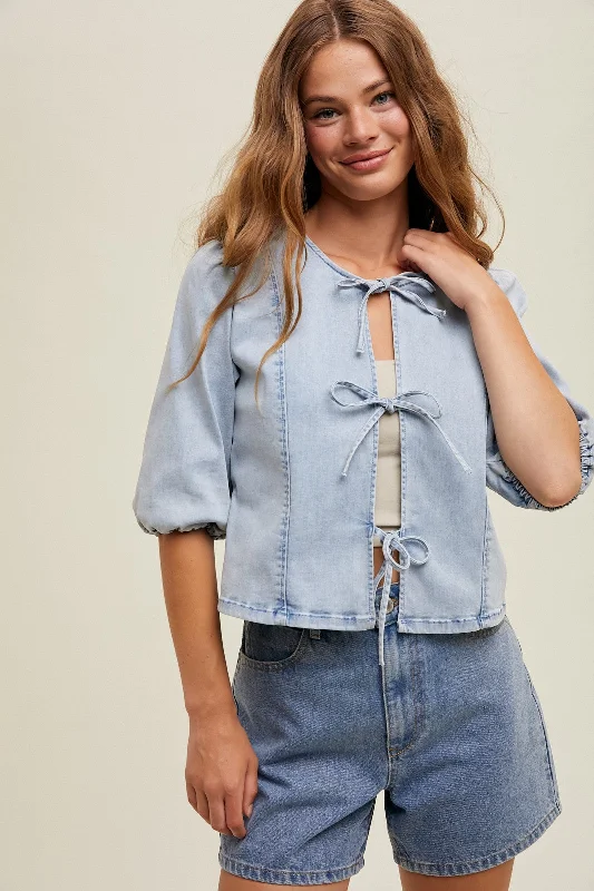 self tie denim top Earthy Women's 