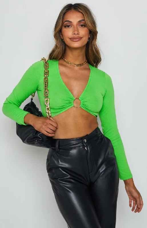 Camello Long Sleeve Crop Green Vacation