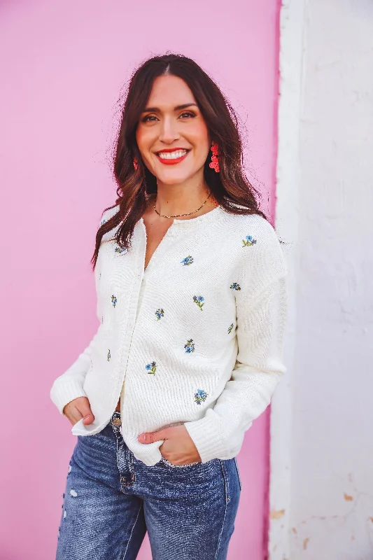 Mae Floral Embroidered Cardigan Athletic Women's 