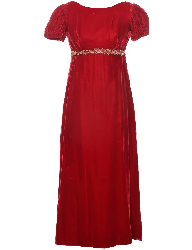 Velvet Red Evening Dress - XS Cozy Women's Winter