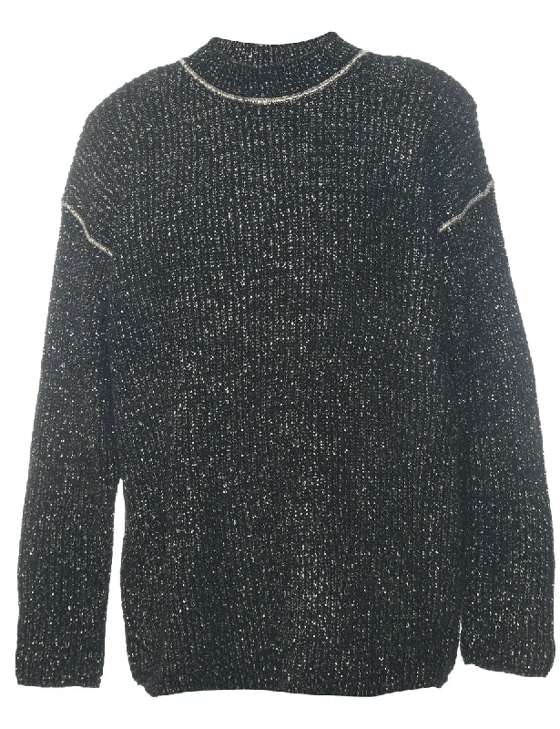 Lurex Thread Pattern Jumper - M Scandinavian