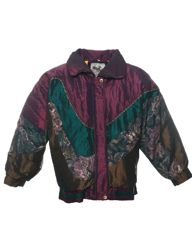 Patchwork Ski Jacket - S Hip Women's Retro