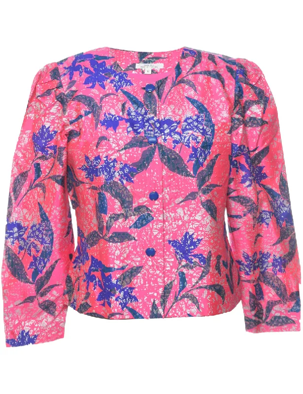 Silk Floral Pattern Jacket - L French