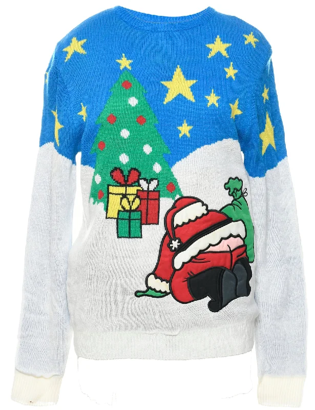 Santa Claus Christmas Jumper - M Feminine Women's Style 