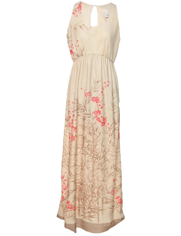 1970s Leslie Fay Maxi Dress - M Relaxed Women's Beachy