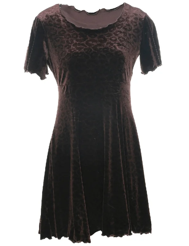 Velvet Dark Brown Evening Dress - S Hip Women's Urban