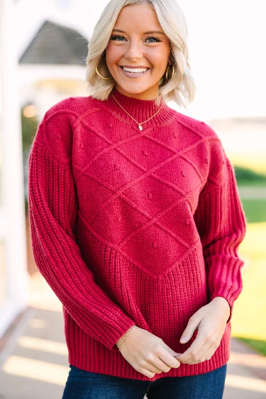 More Than You Know Burgundy Red Mock Neck Sweater Earthy Women's Hemp - based