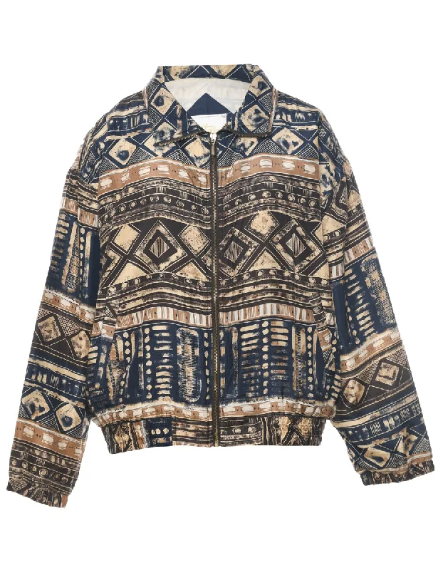 Silk Zip Front Jacket - L Vacation