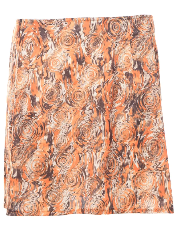 Abstract Print A-line Skirt - M Confident Women's High - fashion