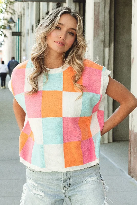 Good Call Checker Sweater Vest British Gentlewoman Style