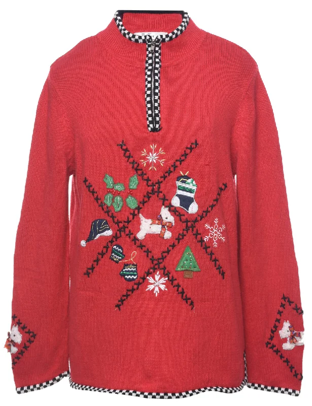 Embroidered Christmas Jumper - L Refined Women's 