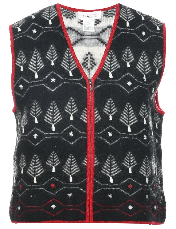 Festive Print Christmas Vest - M Refined Women's Velvet