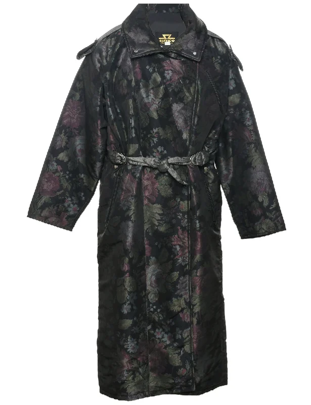 Floral Pattern Coat - L Sleek Women's Metallic
