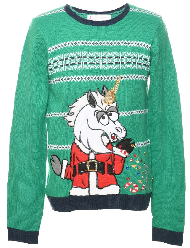 Unicorn Christmas Jumper - M Trendy Women's 